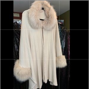 Plus Size Fur Swing Asymmetrical Sweater Coat